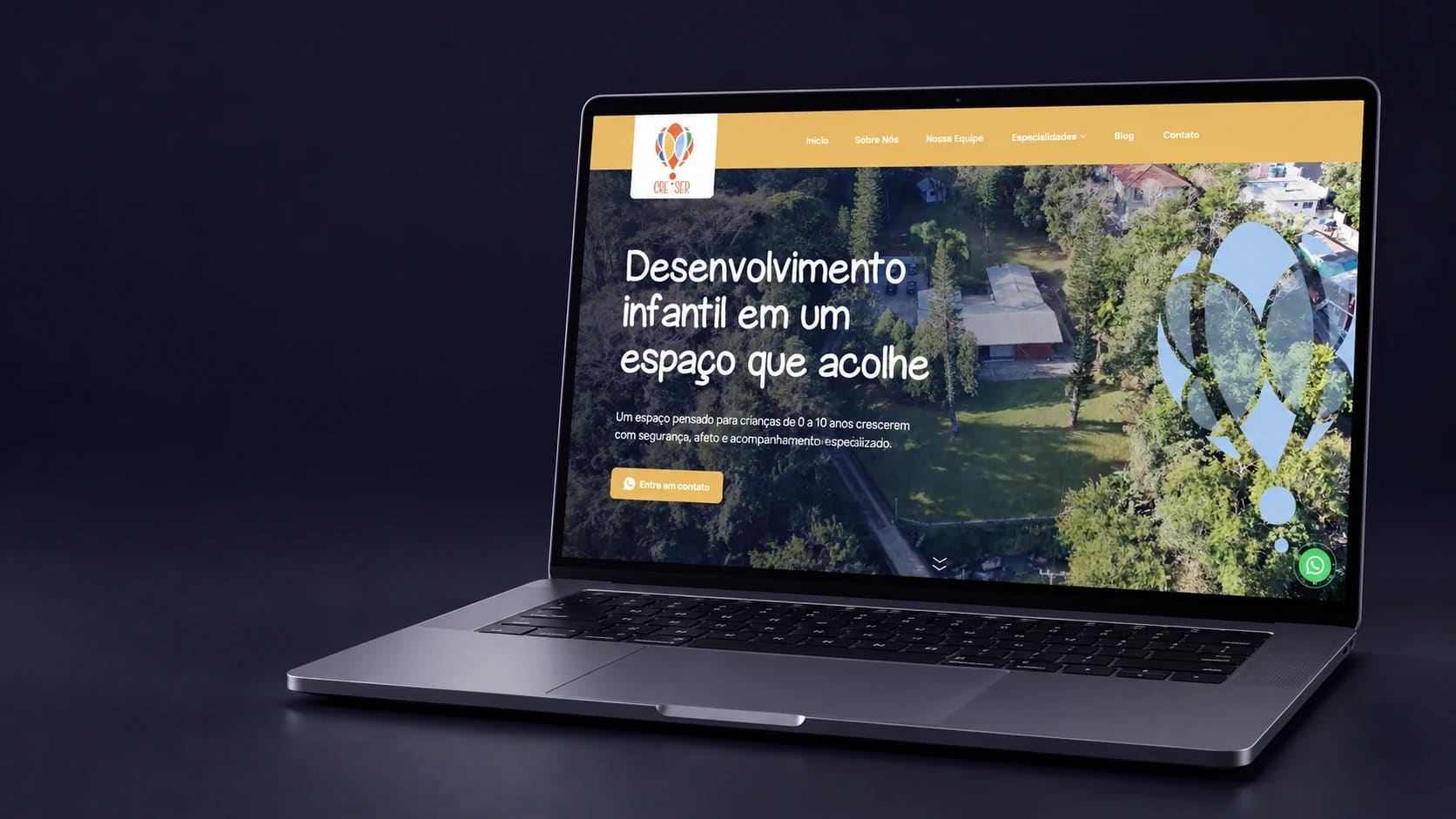 Mockup do projeto Cre-Ser em dispositivo, a partir da tela fornecida.