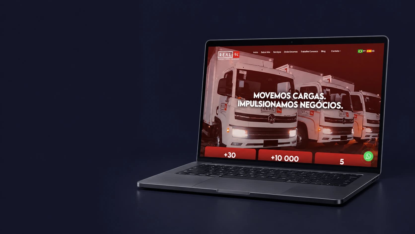Mockup do projeto Real 94 em dispositivo, a partir da tela fornecida.