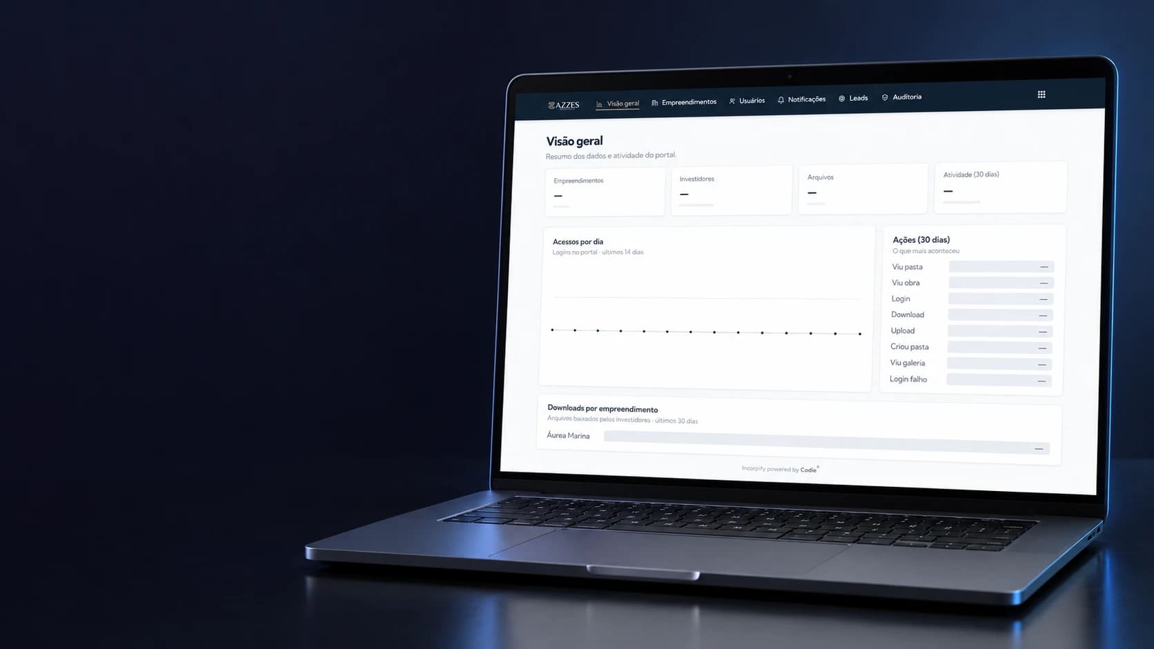 Mockup do projeto Incorpify em dispositivo, a partir da tela fornecida.