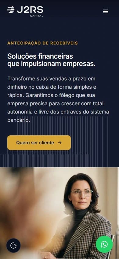 Captura real da Home de J2RS Capital no celular.