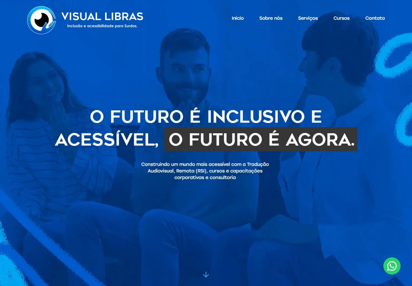 Captura real da Home de Visual Libras no desktop.