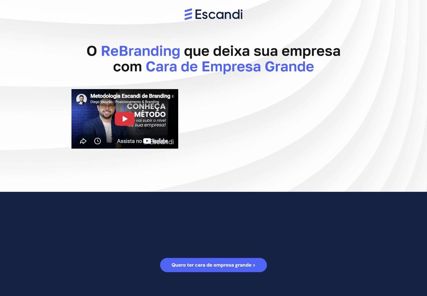 Captura real da landing page Escandi no desktop.