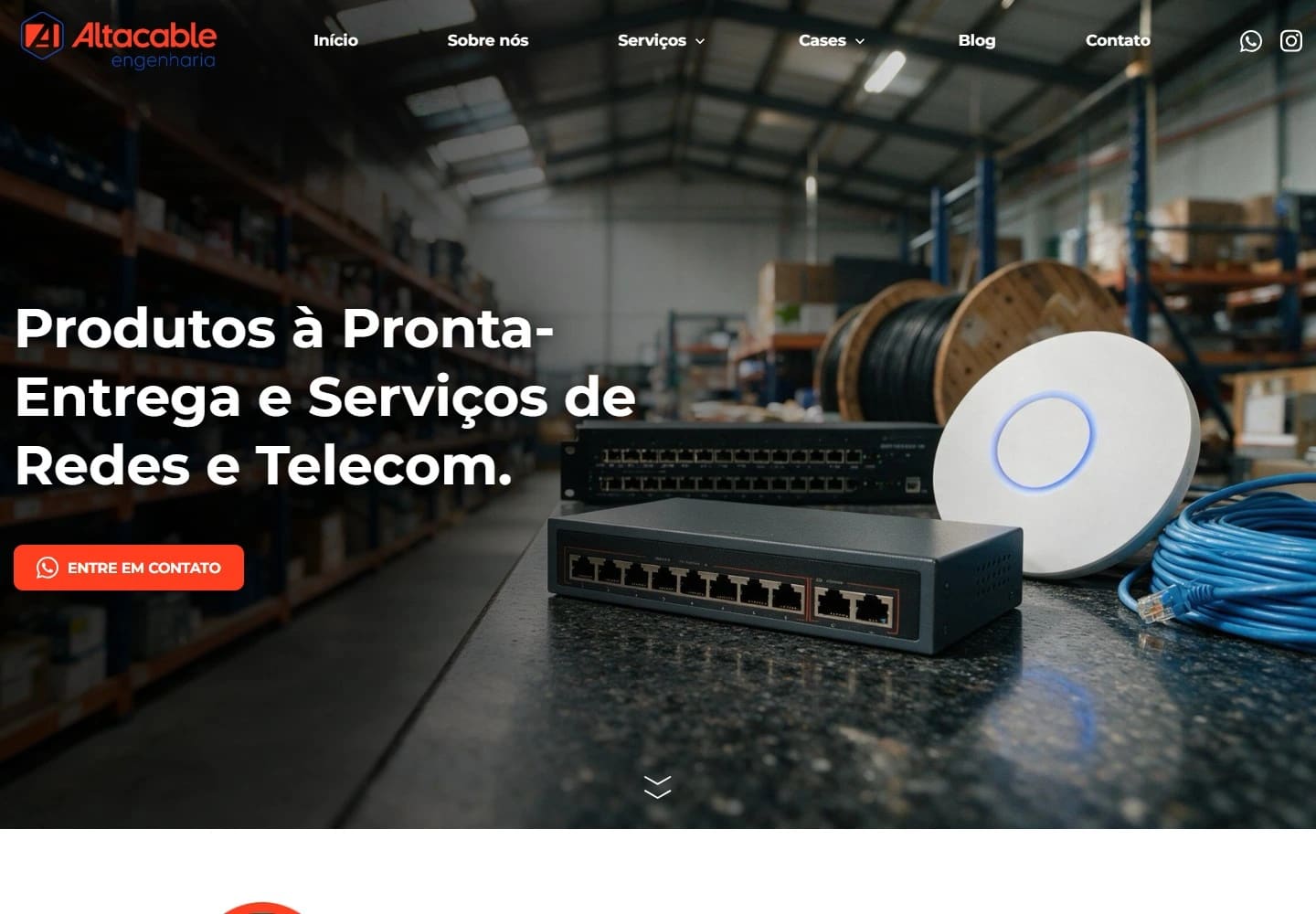 Captura real da Home de Altacable Engenharia no desktop.