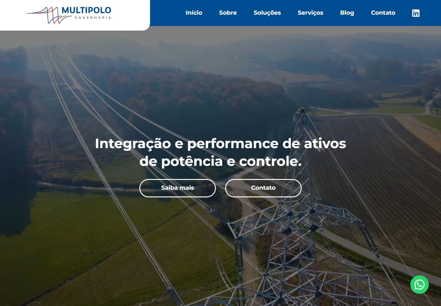 Captura real da Home de Multipolo Engenharia no desktop.
