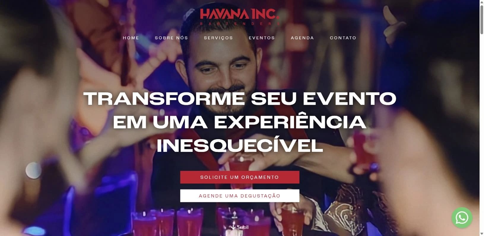 Captura real do site Havana Inc no desktop.